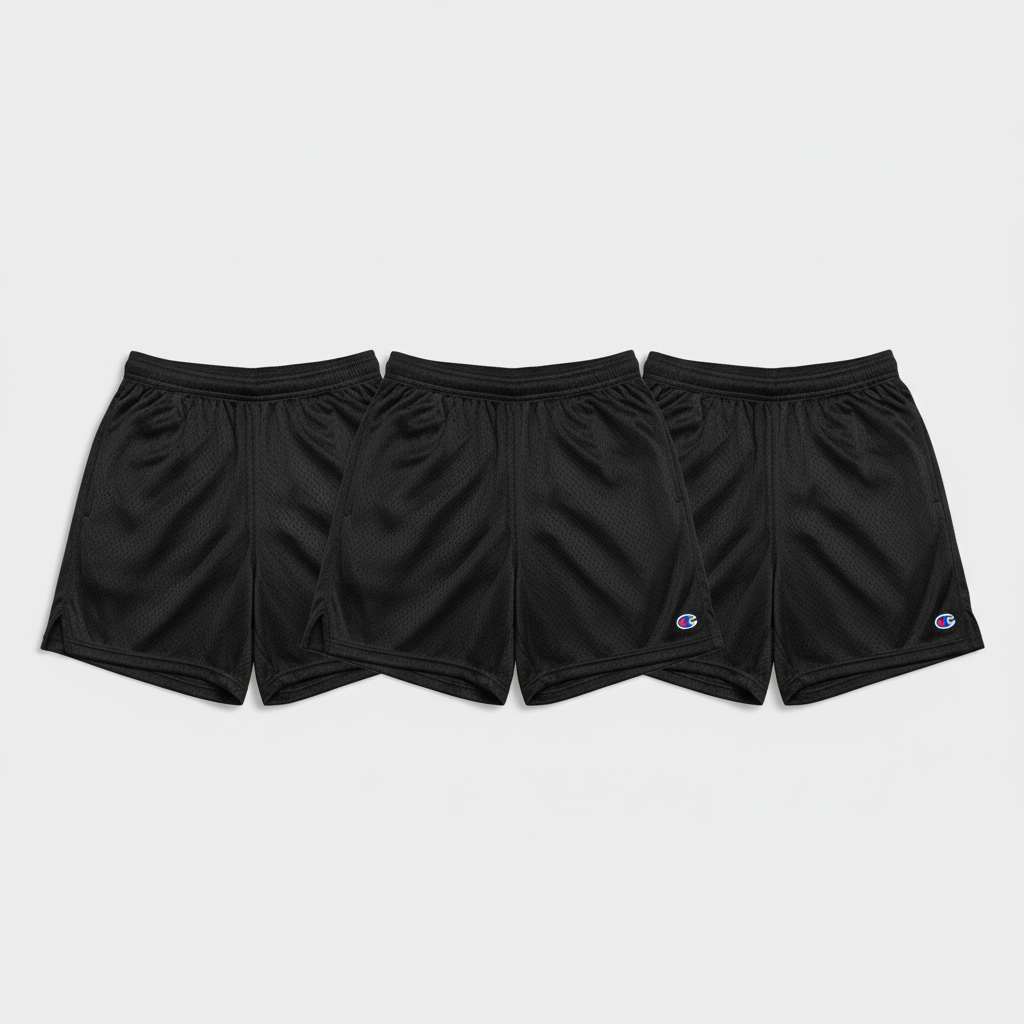 7" Classic Mesh Shorts, C Logo - 3 Pack: Black